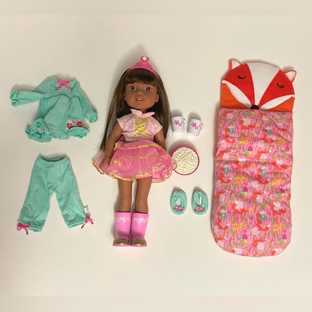 Ashlyn Wellie Wishers American Girl Doll +sleeping bag + additional doll outfit